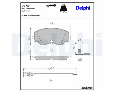 Brake pad set, disc brake LP3733 Delphi