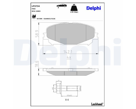 Brake pad set, disc brake LP3734 Delphi