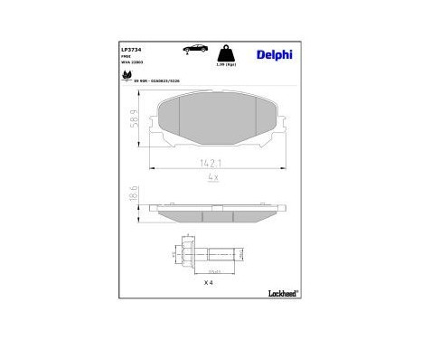 Brake pad set, disc brake LP3734 Delphi, Image 3