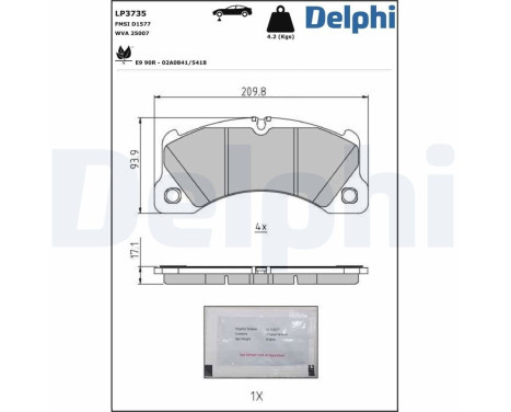 Brake pad set, disc brake LP3735 Delphi