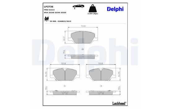Brake pad set, disc brake LP3736 Delphi, Image 3