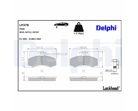 Brake Pad Set, disc brake LP378 Delphi