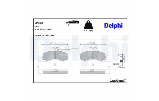 Brake Pad Set, disc brake LP378 Delphi