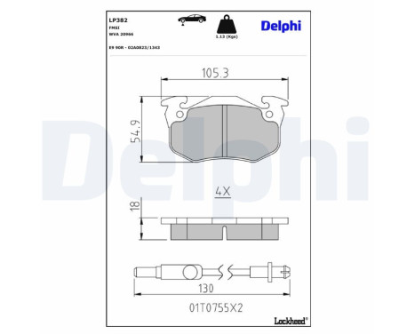Brake Pad Set, disc brake LP382 Delphi