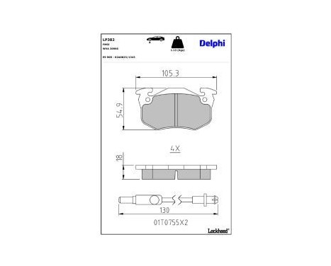 Brake Pad Set, disc brake LP382 Delphi