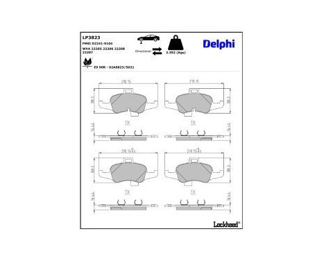 Brake pad set, disc brake LP3823 Delphi