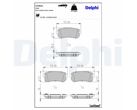 Brake pad set, disc brake LP3832 Delphi, Image 3