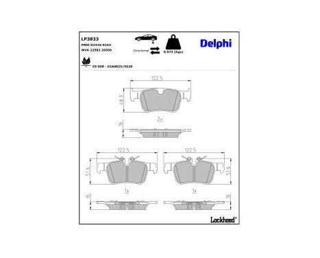 Brake pad set, disc brake LP3833 Delphi, Image 3