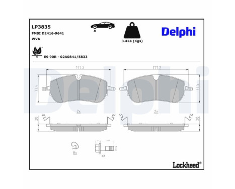 Brake pad set, disc brake LP3835 Delphi, Image 3