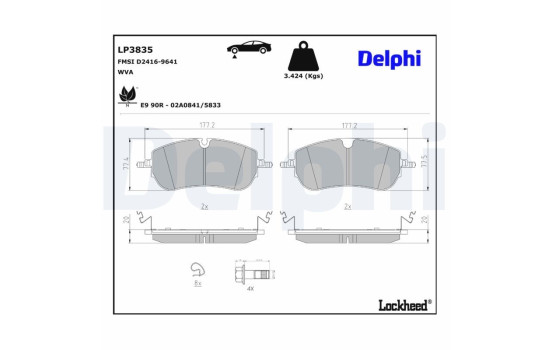 Brake pad set, disc brake LP3835 Delphi, Image 3