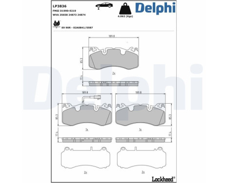 Brake pad set, disc brake LP3836 Delphi
