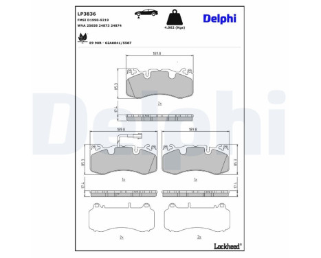 Brake pad set, disc brake LP3836 Delphi