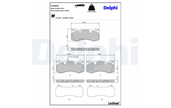 Brake pad set, disc brake LP3836 Delphi, Image 4