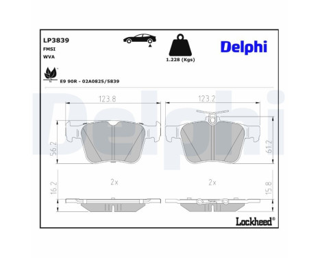 Brake pad set, disc brake LP3839 Delphi
