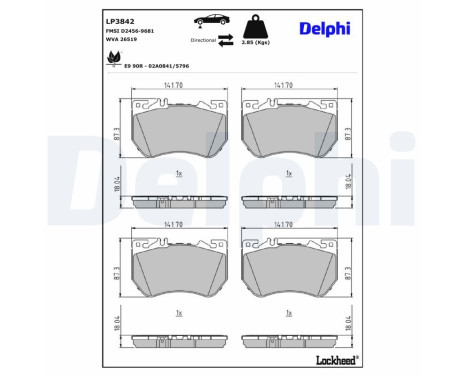 Brake pad set, disc brake LP3842 Delphi