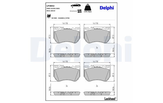 Brake pad set, disc brake LP3842 Delphi, Image 3