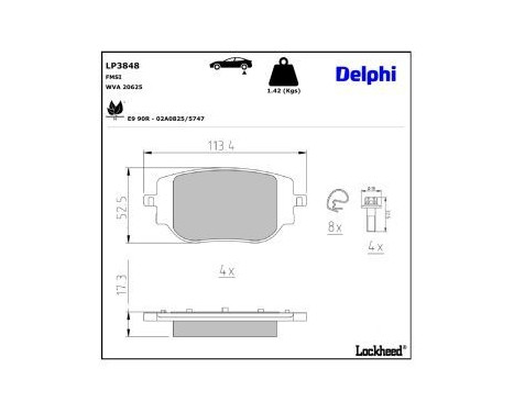 Brake pad set, disc brake LP3848 Delphi, Image 3