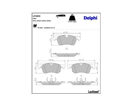 Brake pad set, disc brake LP3850 Delphi