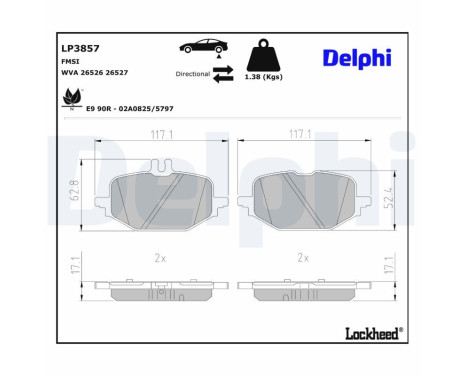 Brake pad set, disc brake LP3857 Delphi