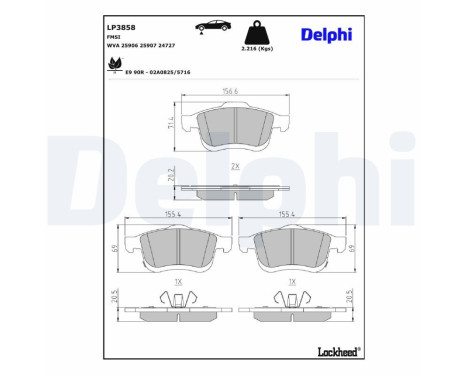 Brake pad set, disc brake LP3858 Delphi