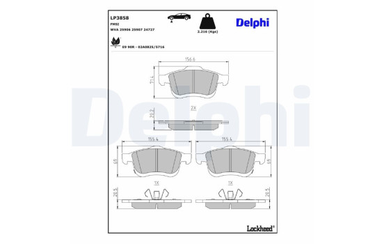 Brake pad set, disc brake LP3858 Delphi