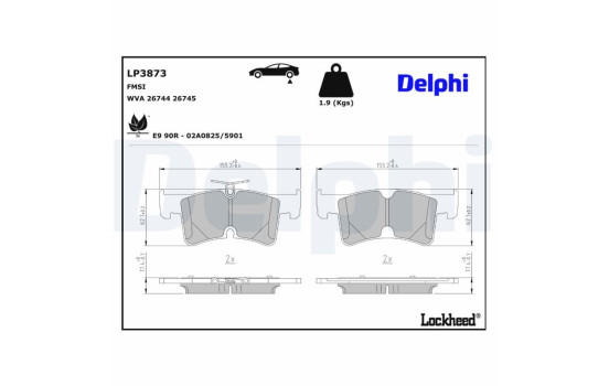 Brake pad set, disc brake LP3873 Delphi, Image 3