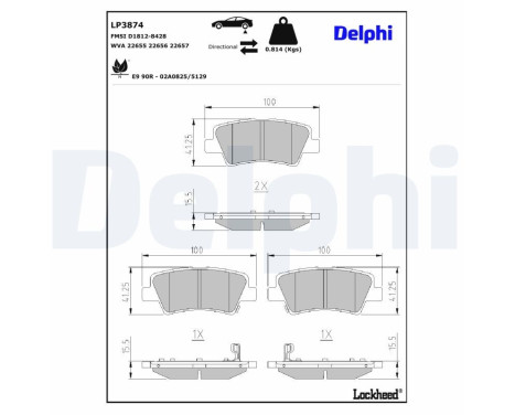 Brake pad set, disc brake LP3874 Delphi, Image 3