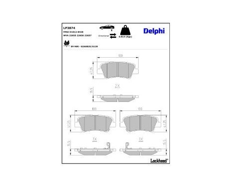Brake pad set, disc brake LP3874 Delphi, Image 4