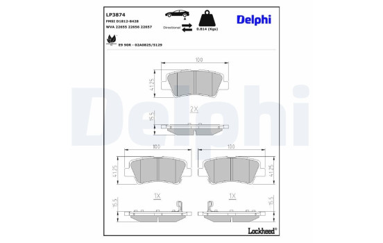 Brake pad set, disc brake LP3874 Delphi, Image 4