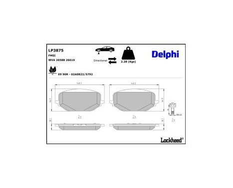 Brake pad set, disc brake LP3875 Delphi, Image 3
