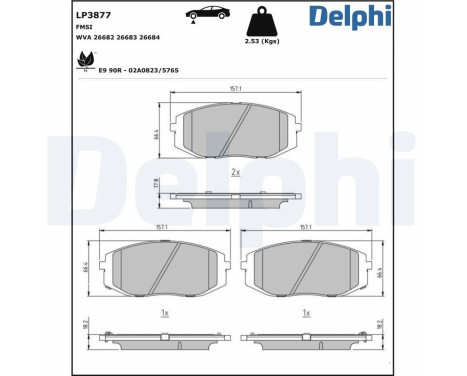 Brake pad set, disc brake LP3877 Delphi