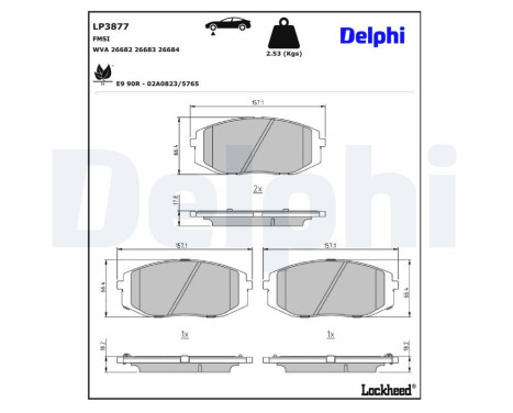 Brake pad set, disc brake LP3877 Delphi