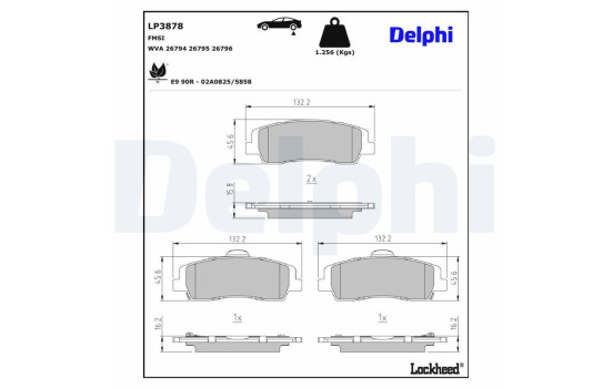 Brake pad set, disc brake LP3878 Delphi