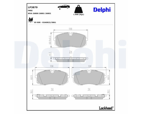 Brake pad set, disc brake LP3879 Delphi