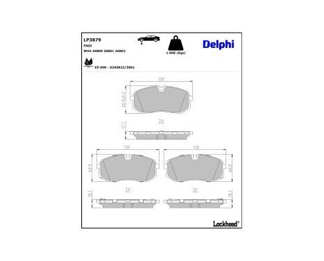 Brake pad set, disc brake LP3879 Delphi