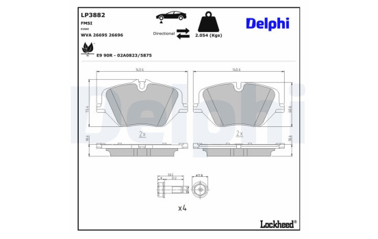 Brake pad set, disc brake LP3882 Delphi, Image 3