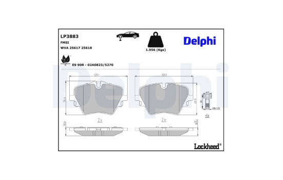 Brake pad set, disc brake LP3883 Delphi, Image 4