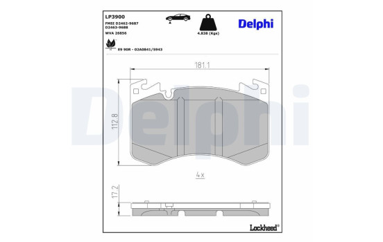 Brake pad set, disc brake LP3900 Delphi