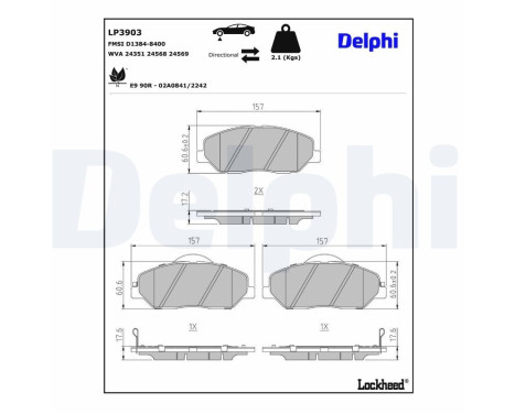 Brake pad set, disc brake LP3903 Delphi, Image 2