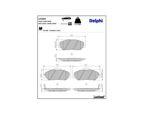 Brake pad set, disc brake LP3903 Delphi, Image 4