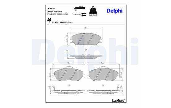 Brake pad set, disc brake LP3903 Delphi, Image 4