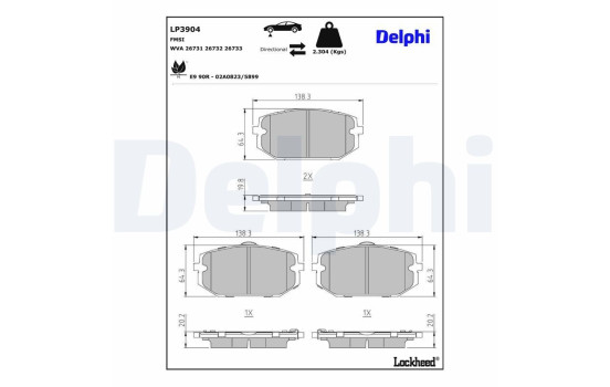 Brake pad set, disc brake LP3904 Delphi