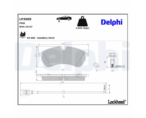 Brake pad set, disc brake LP3909 Delphi, Image 4