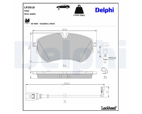 Brake pad set, disc brake LP3910 Delphi, Image 4