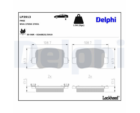 Brake pad set, disc brake LP3913 Delphi, Image 2