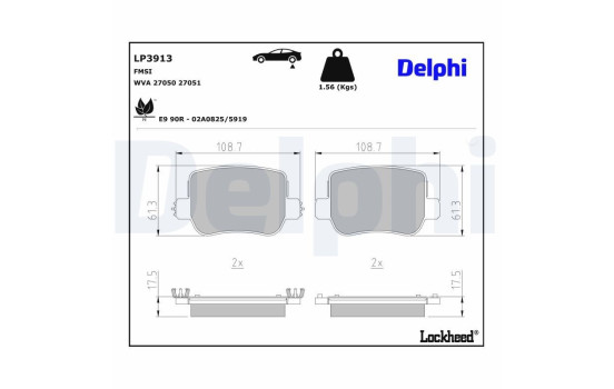 Brake pad set, disc brake LP3913 Delphi, Image 4