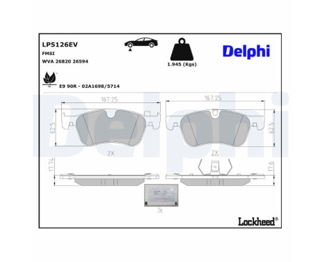 Brake pad set, disc brake LP3914 Delphi, Image 3