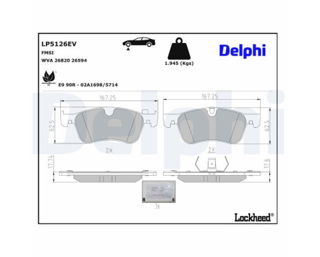 Brake pad set, disc brake LP3914 Delphi, Image 3