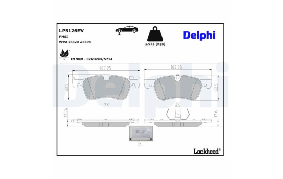 Brake pad set, disc brake LP3914 Delphi, Image 3