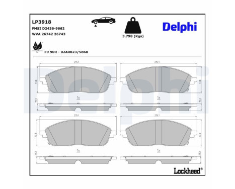 Brake pad set, disc brake LP3918 Delphi, Image 3